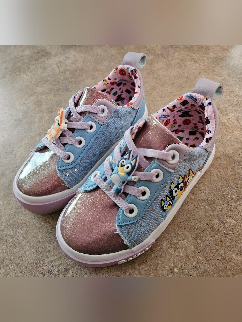 Girls' Glitter Blue & Pink Bluey Sneakers